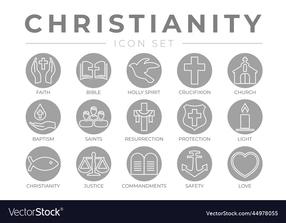 Round outline christianity icon set with faith