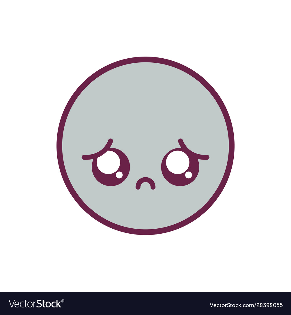 Sad circle kawaii cartoon design