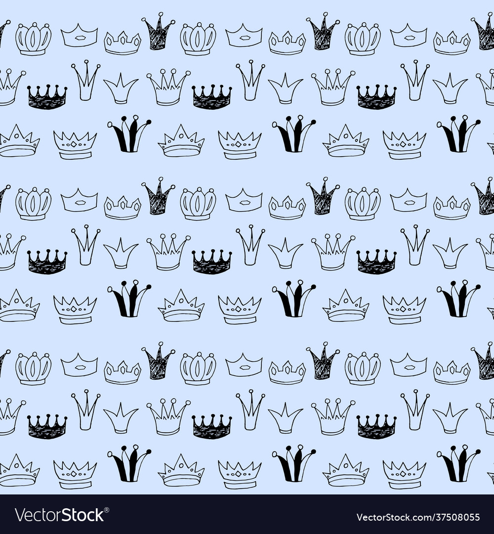 Seamless pattern with sketch crowns vector image Seamless pattern with sketch crowns