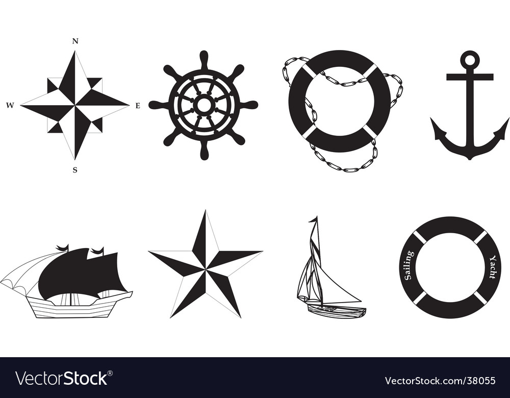 Set Of Nautical Symbols Royalty Free Vector Image