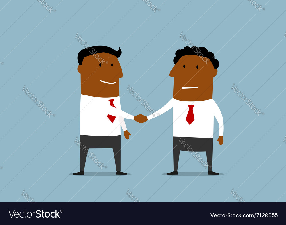 Two happy businessmen shaking hands Royalty Free Vector