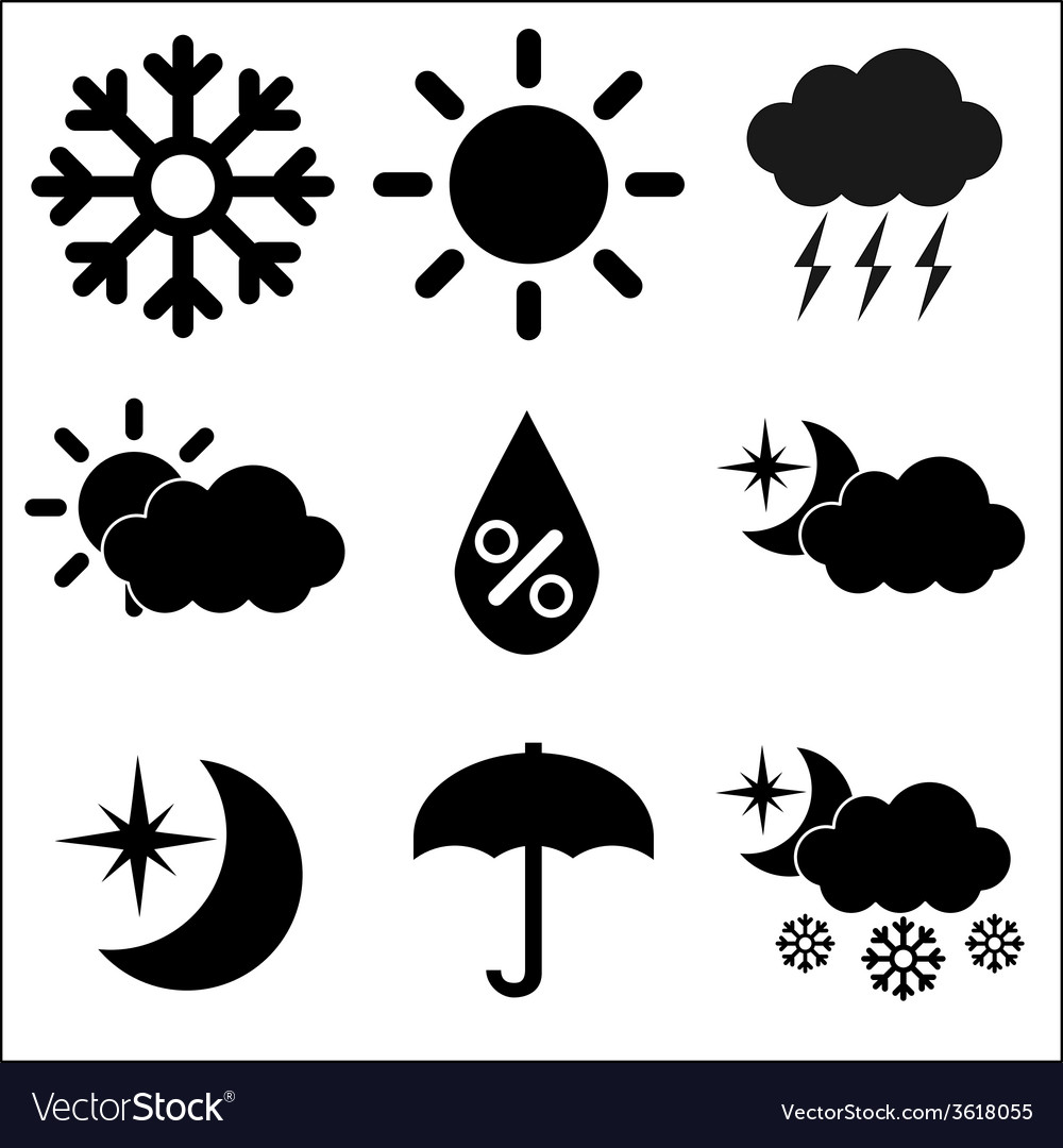 Weather icons on white background