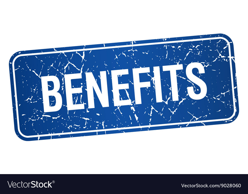 Benefits blue square grunge textured isolated