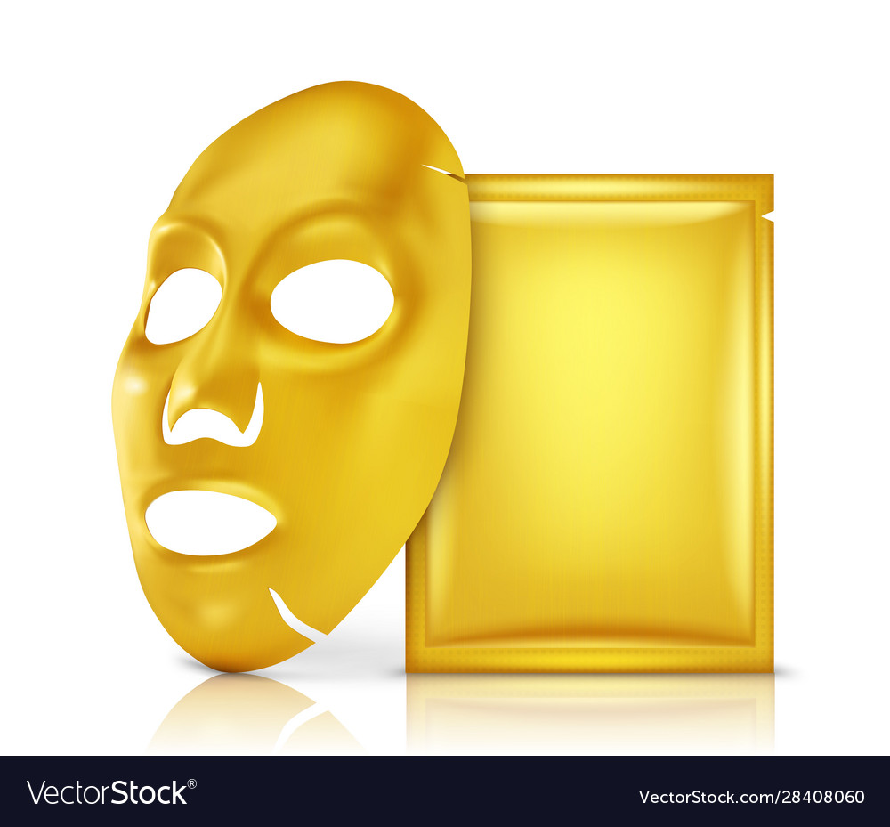 Cosmetic ads template golden face mask Royalty Free Vector