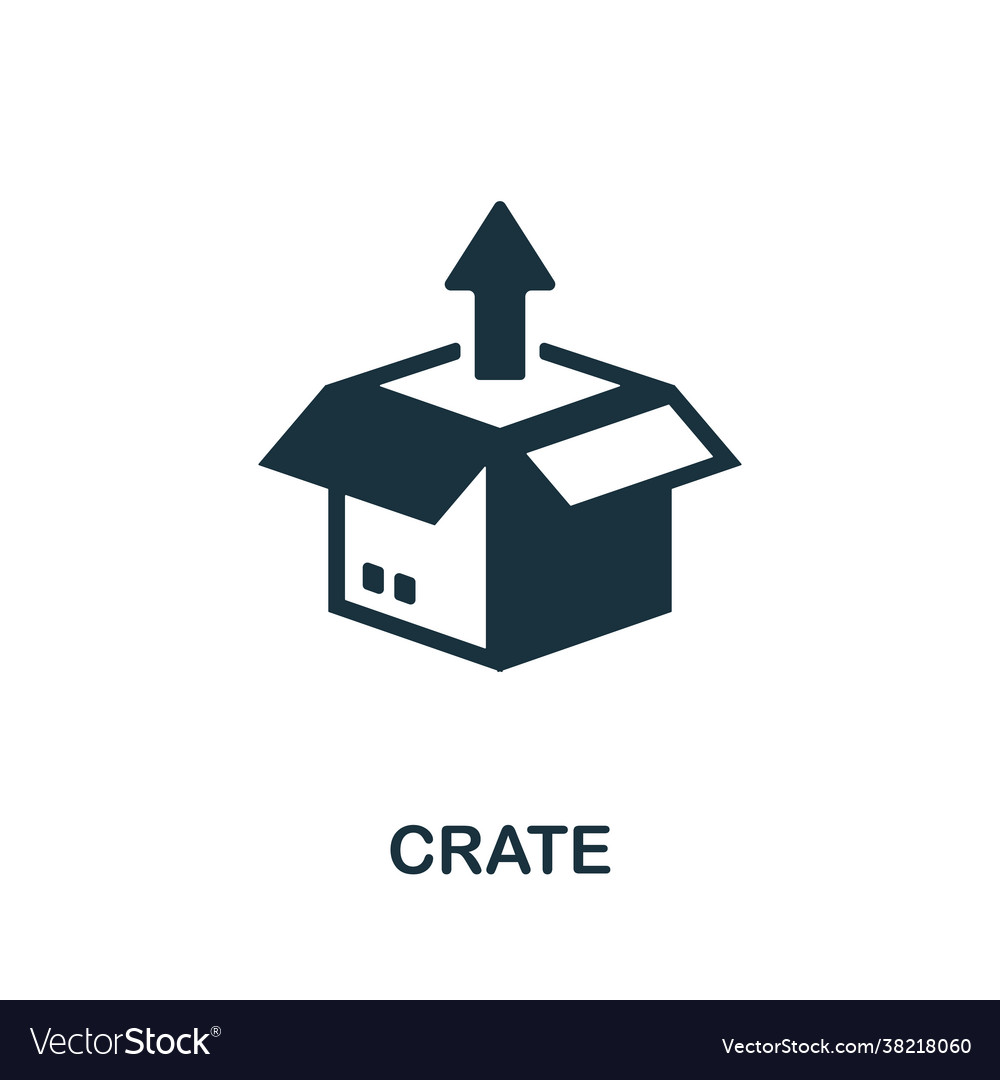 Crate icon monochrome simple element from vector image Crate icon monochrome simple element from
