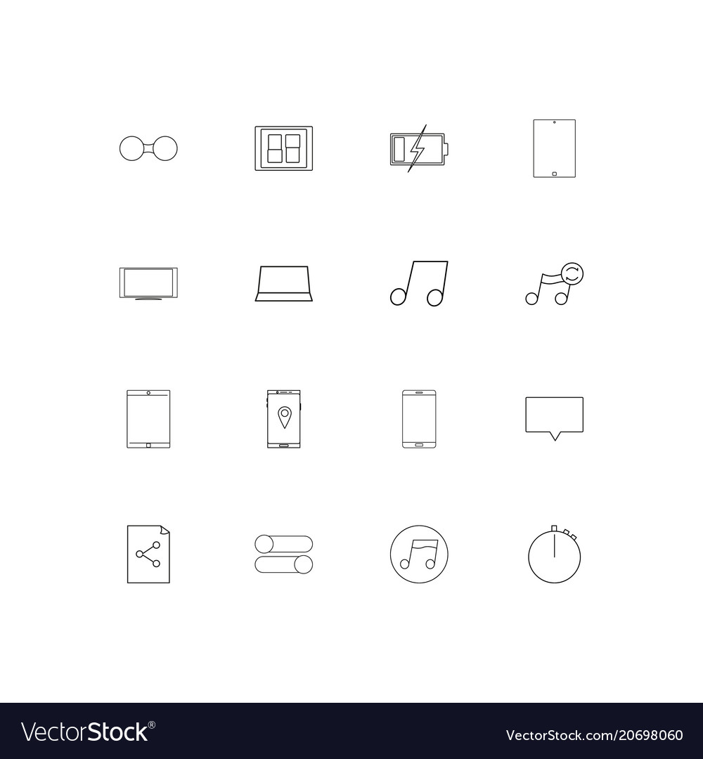 Devices simple linear icons set outlined