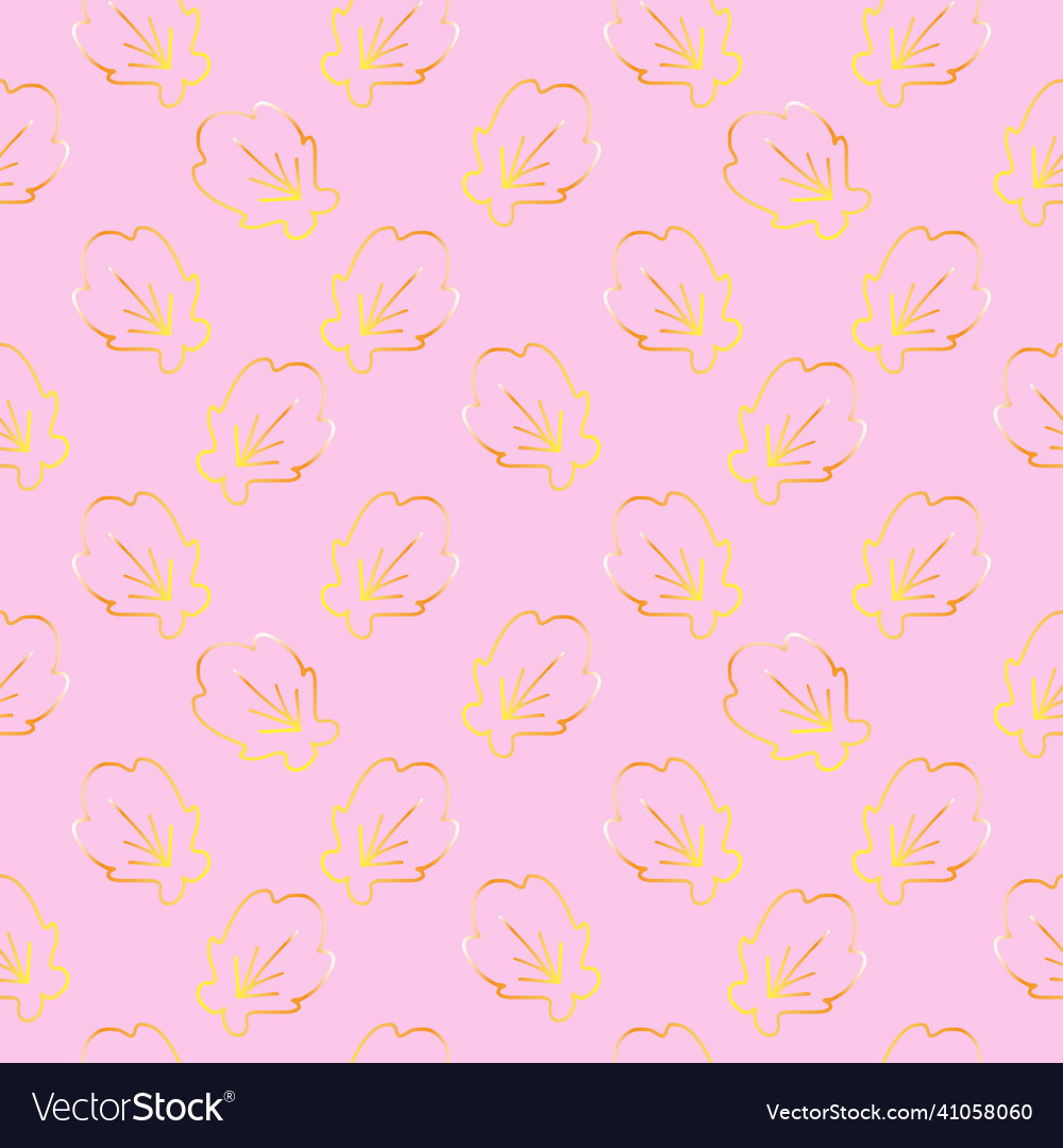 Golden shell sketch seamless pattern vector image Golden shell sketch seamless pattern