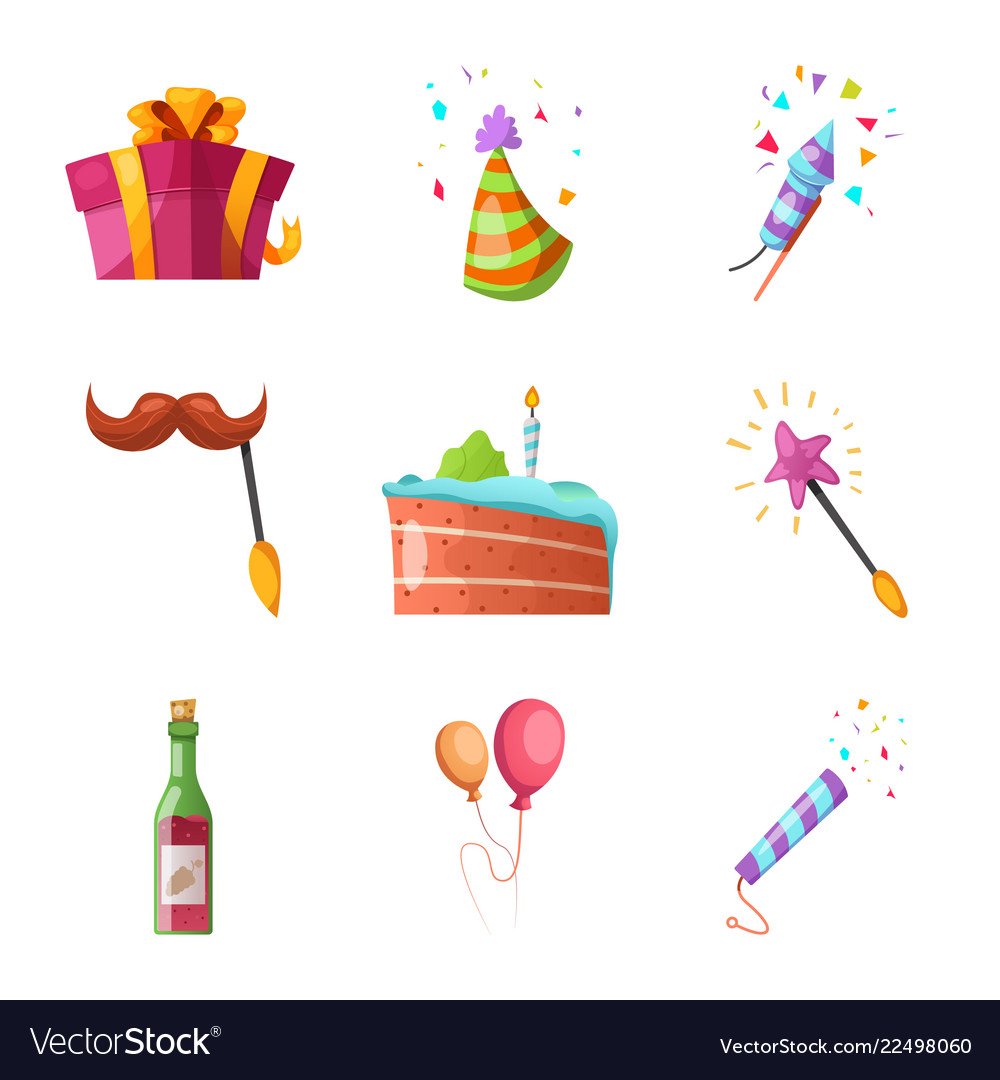 Isolated object of party and birthday sign set vector image Isolated object of party and birthday sign set