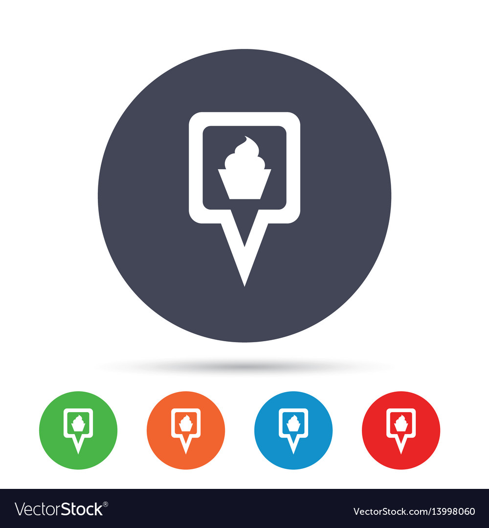 Map pointer food sign icon marker symbol