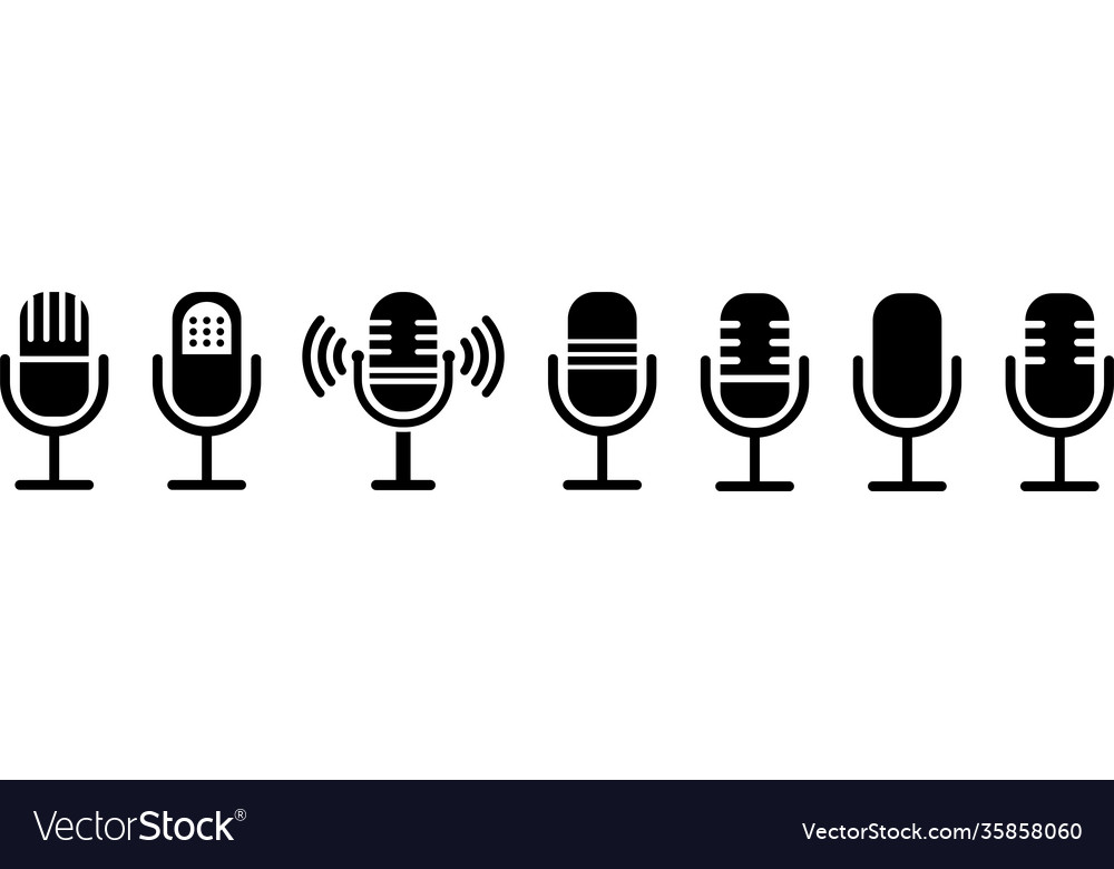 Microphone icon set isolated on white background