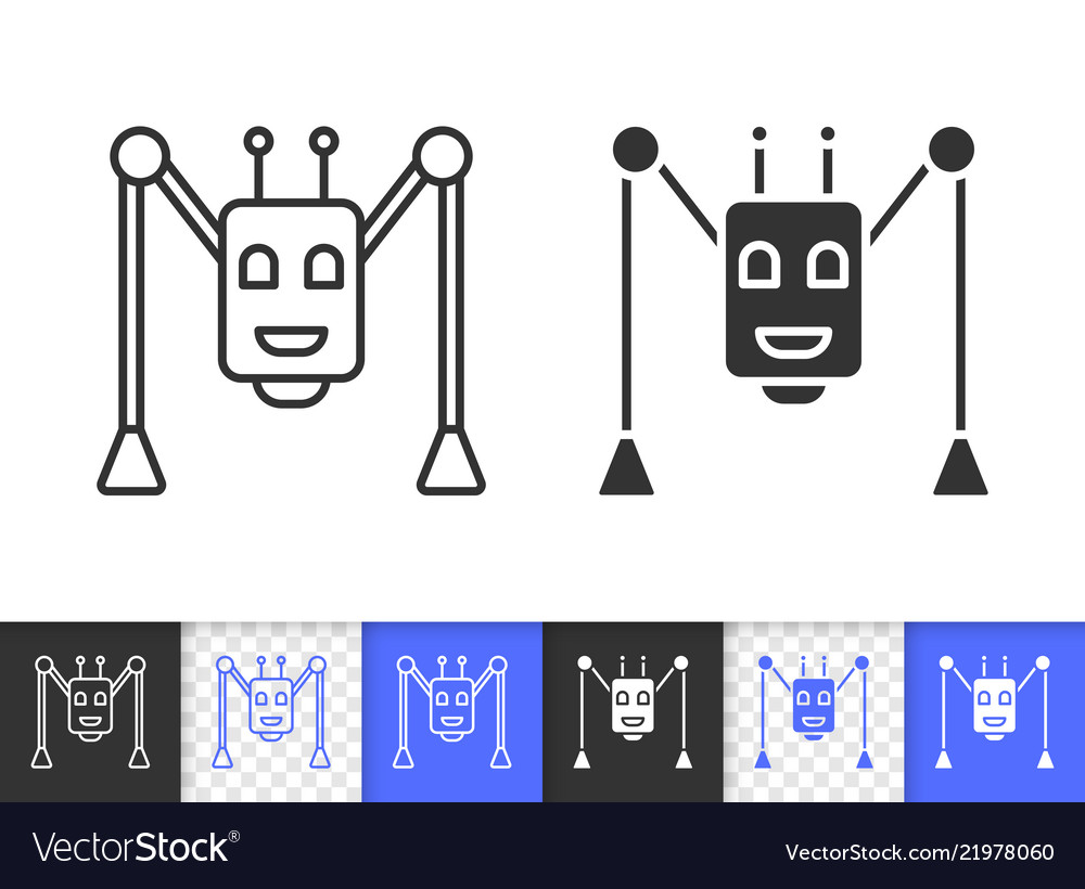 Robot spider simple black line icon vector image Robot spider simple black line icon