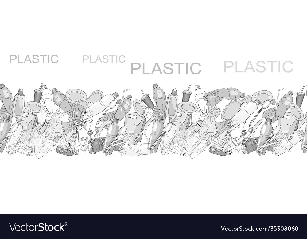 Seamless border with sorted plastic garbage vector image Seamless border with sorted plastic garbage