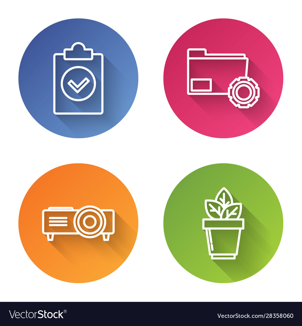 Set line completed task folder settings vector image Set line completed task folder settings