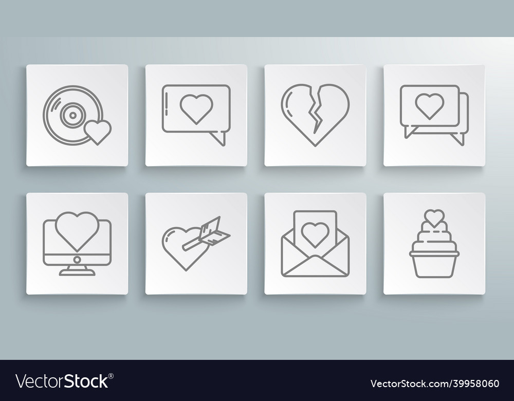 Set line computer monitor with heart like