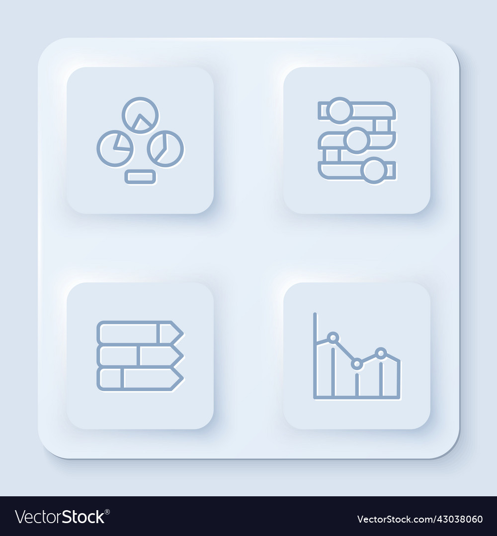 Set line pie chart infographic graph Vector Image Set line pie chart infographic graph