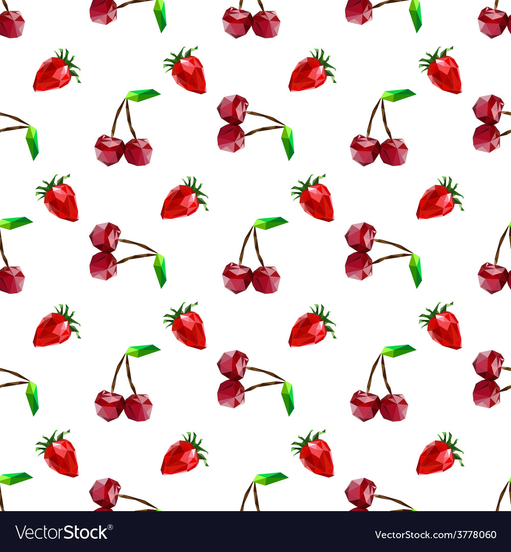 Strawberry Cherry Polygon Pattern