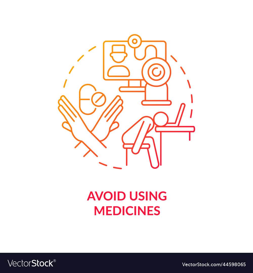 Avoid using medicines red gradient concept icon vector image Avoid using medicines red gradient concept icon