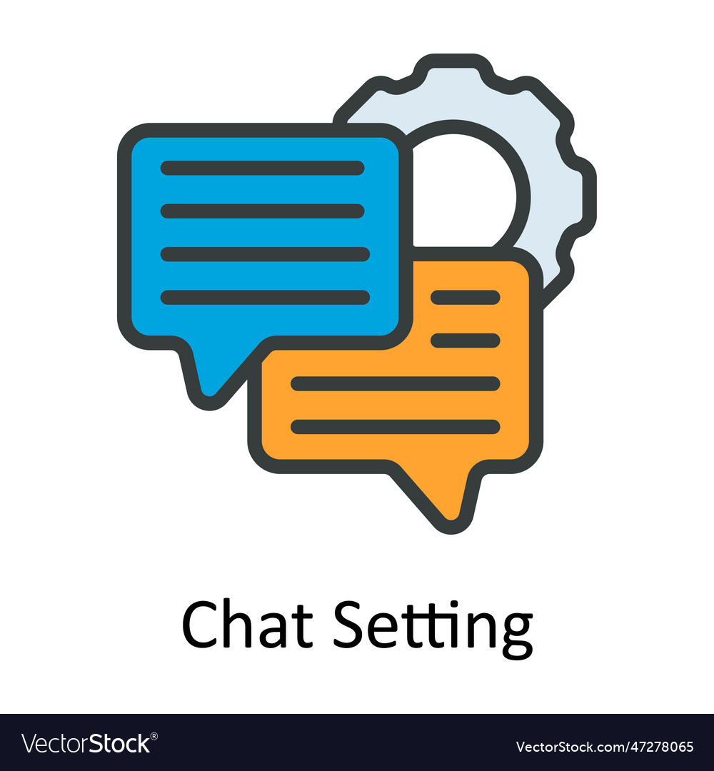 Chat setting fill outline icon design illus