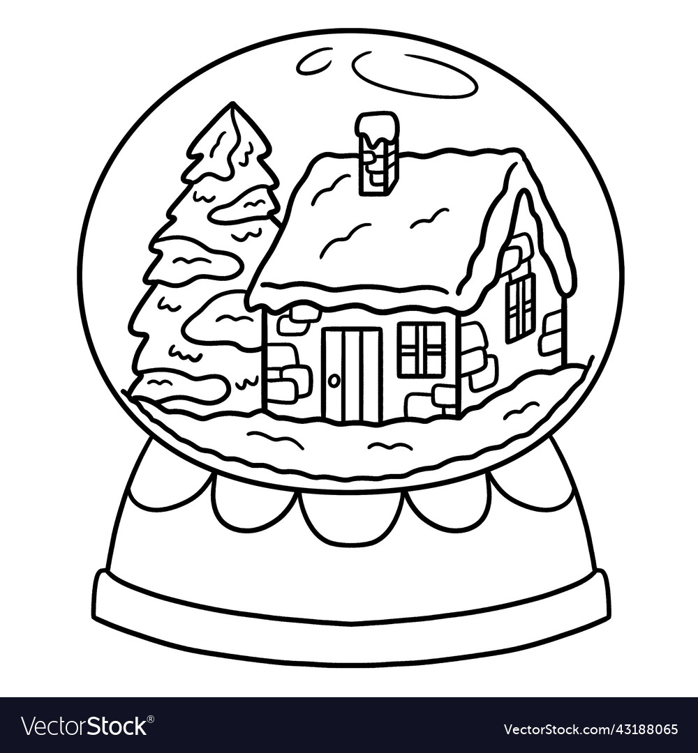 Christmas snow globe isolated coloring page