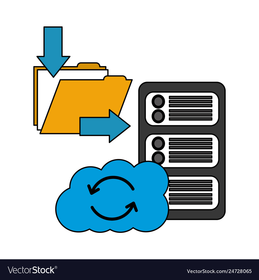 Cloud computing with server and folder vector image Cloud computing with server and folder