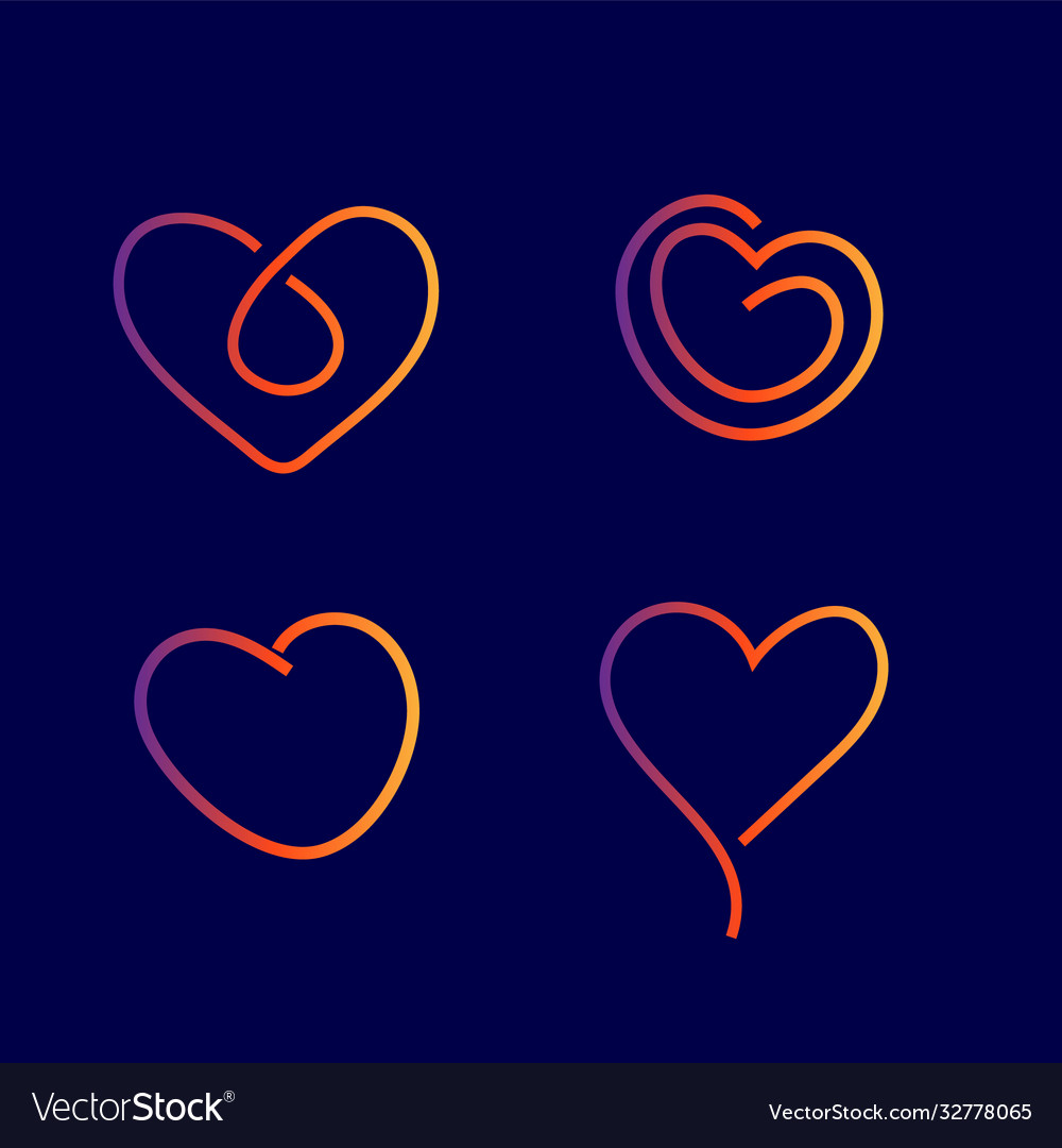 Collection rainbow gradient hearts logo icons i