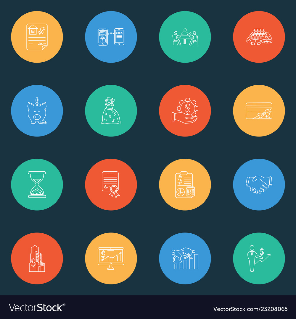 Commerce icons line style set with accounting vector image Commerce icons line style set with accounting