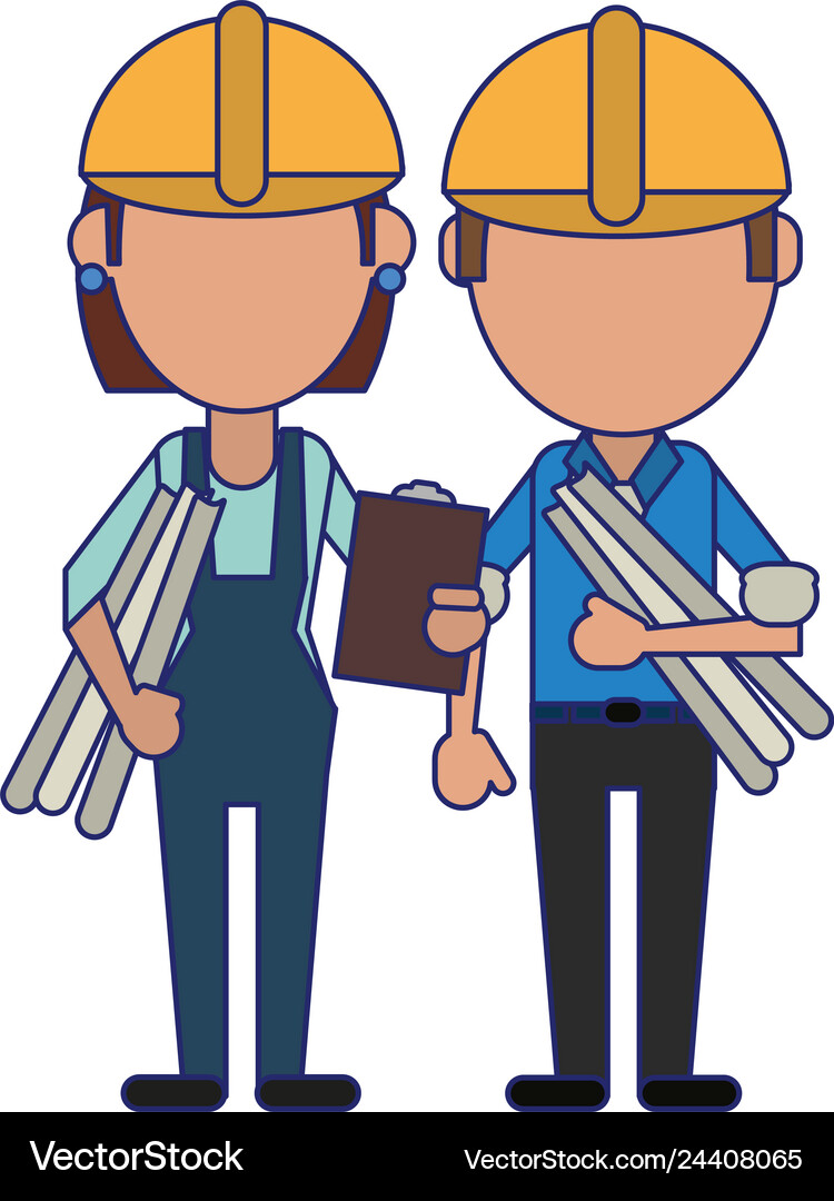 Construction workers avatars Royalty Free Vector Image