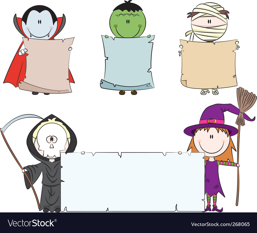 Halloween Kids with Banner