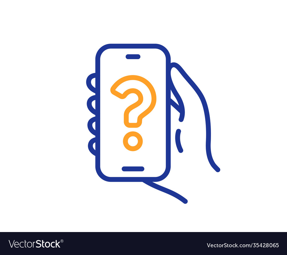 Help app line icon hand hold phone sign