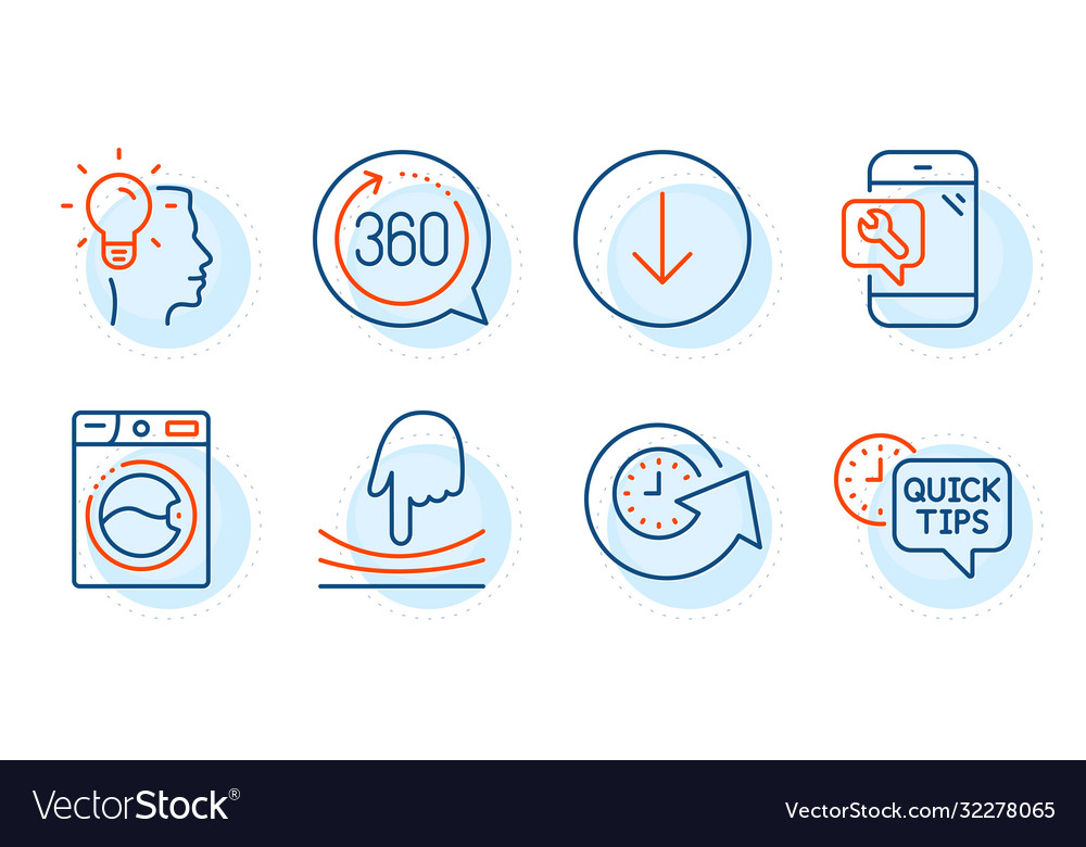 Idea update time and 360 degrees icons set quick vector image Idea update time and 360 degrees icons set quick