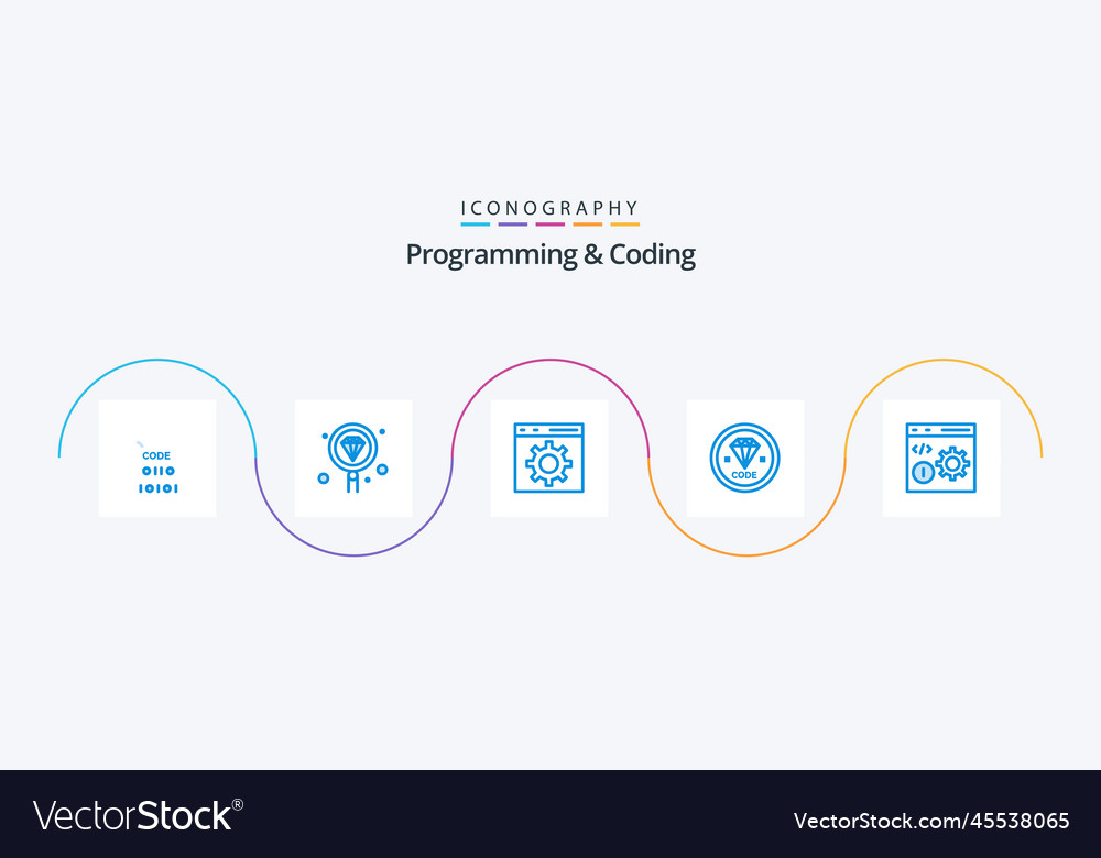 Programming and coding blue 5 icon pack including