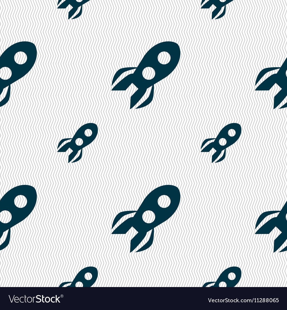 Rocket icon sign seamless pattern with geometric