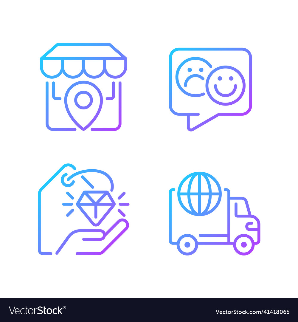 Shopping gradient linear icons set vector image Shopping gradient linear icons set
