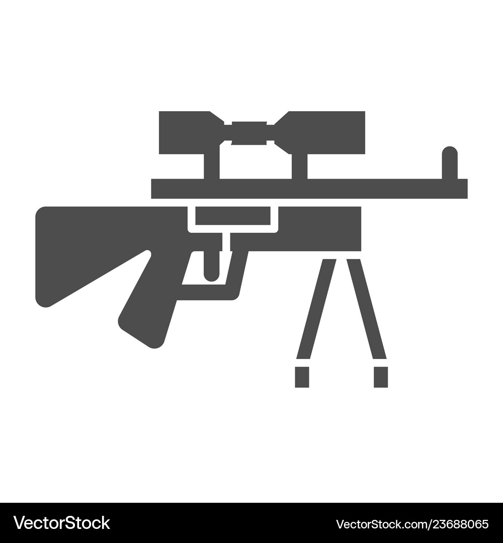 Sniper rifle solid icon firearm Royalty Free Vector Image