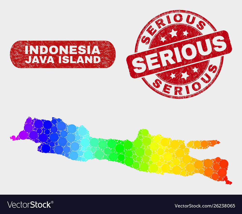 Spectrum mosaic java island map and scratched vector image Spectrum mosaic java island map and scratched