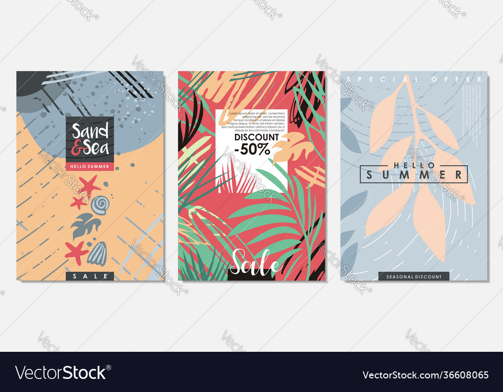 Summer seasonal sale banners vector image Summer seasonal sale banners