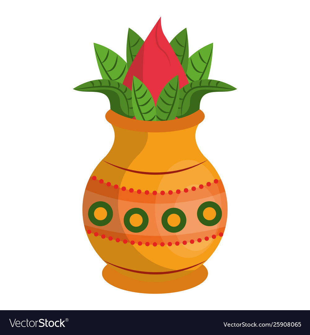 Ugadi festival offering pot cartoons Royalty Free Vector