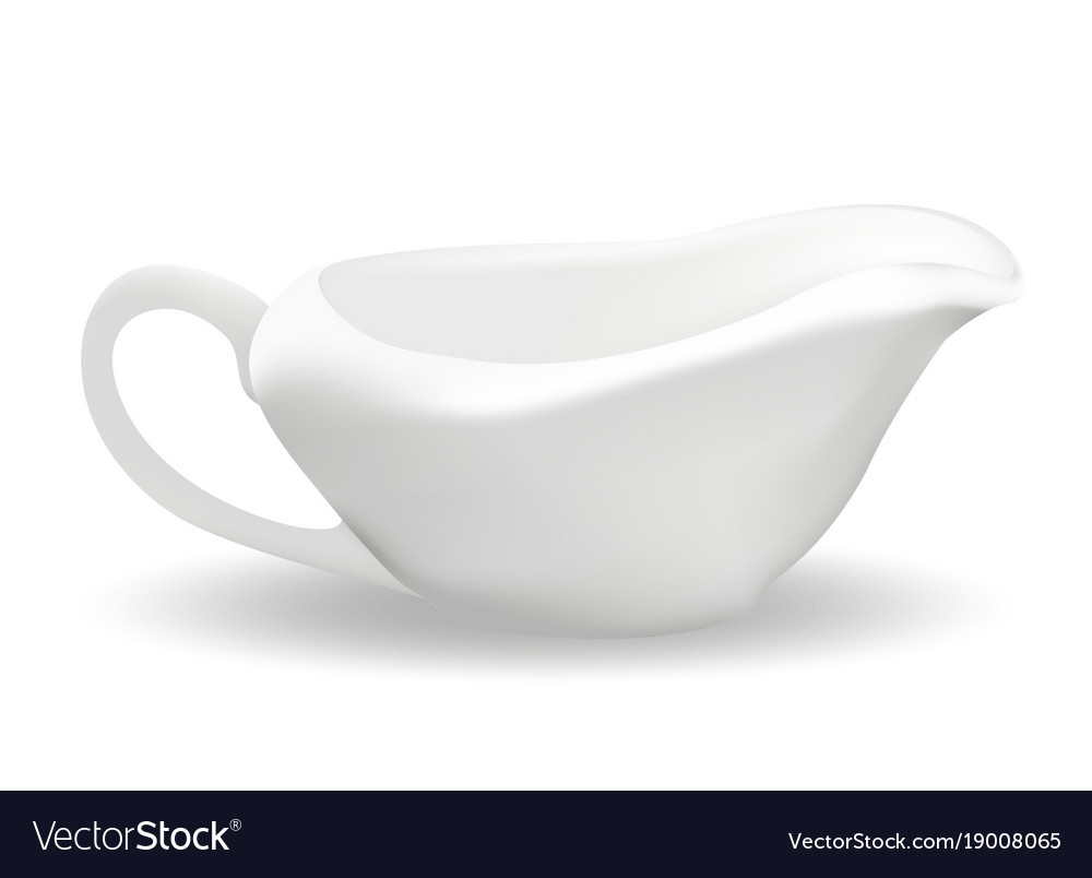 White ceramic sauceboat for sauce 3d realistic Vector Image