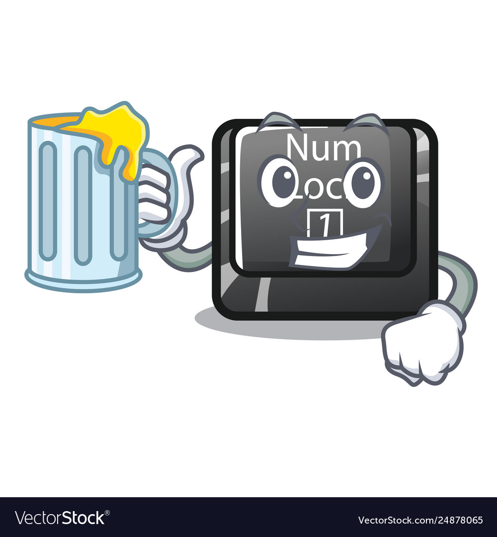 With juice num lock installed on cartoon computer Vector Image With juice num lock installed on cartoon computer