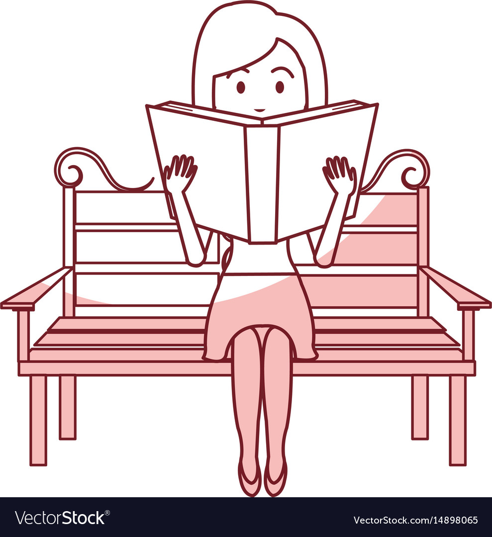 Woman reading book in park chair