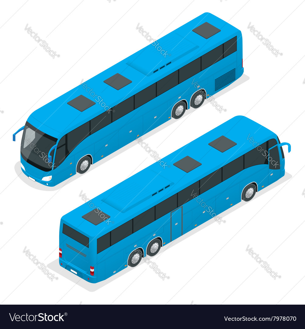 3d isometric bus tourist bus global Royalty Free Vector