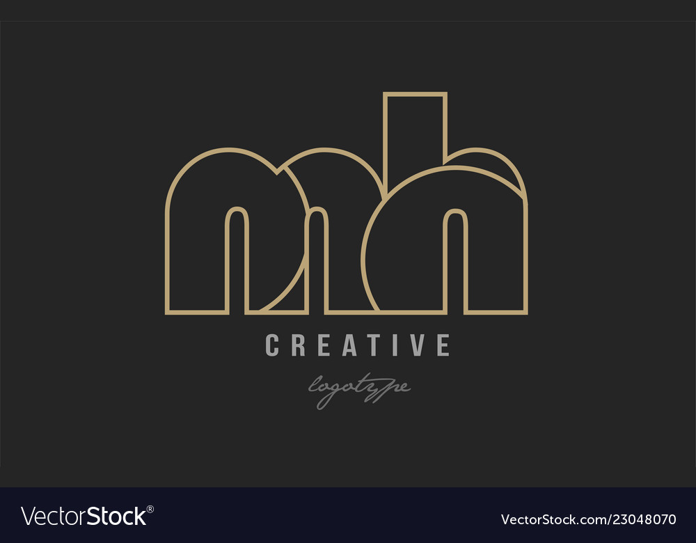 Black And Yellow Gold Alphabet Letter Mh M H Logo Vector Image