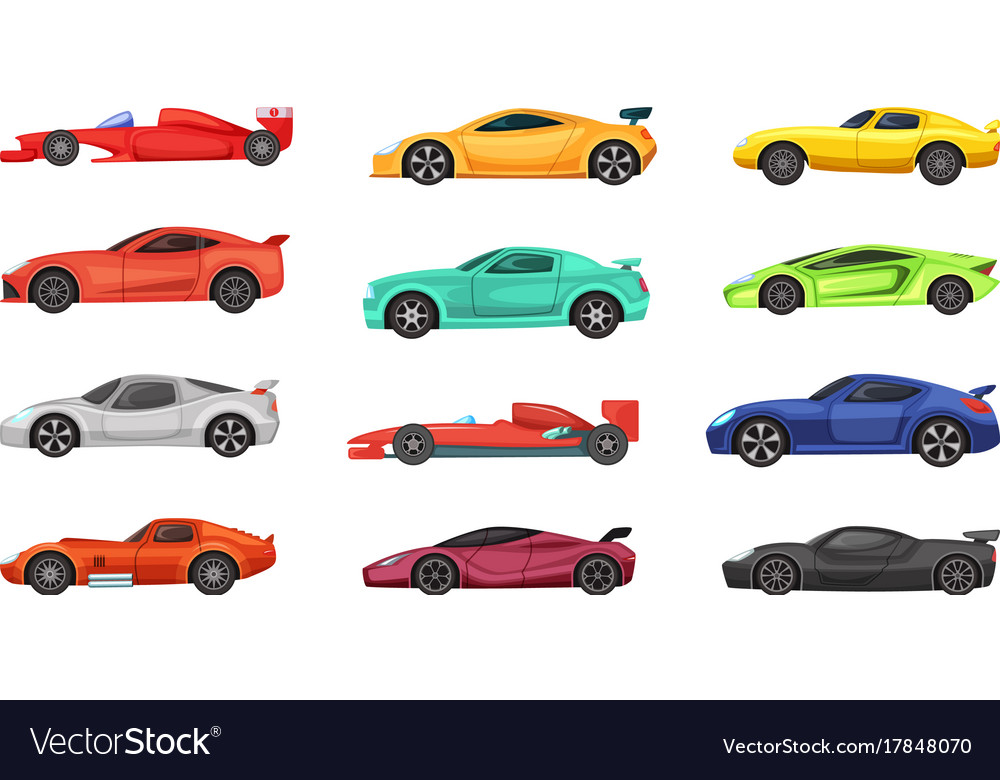 Different Sport Cars Isolated On White Royalty Free Vector