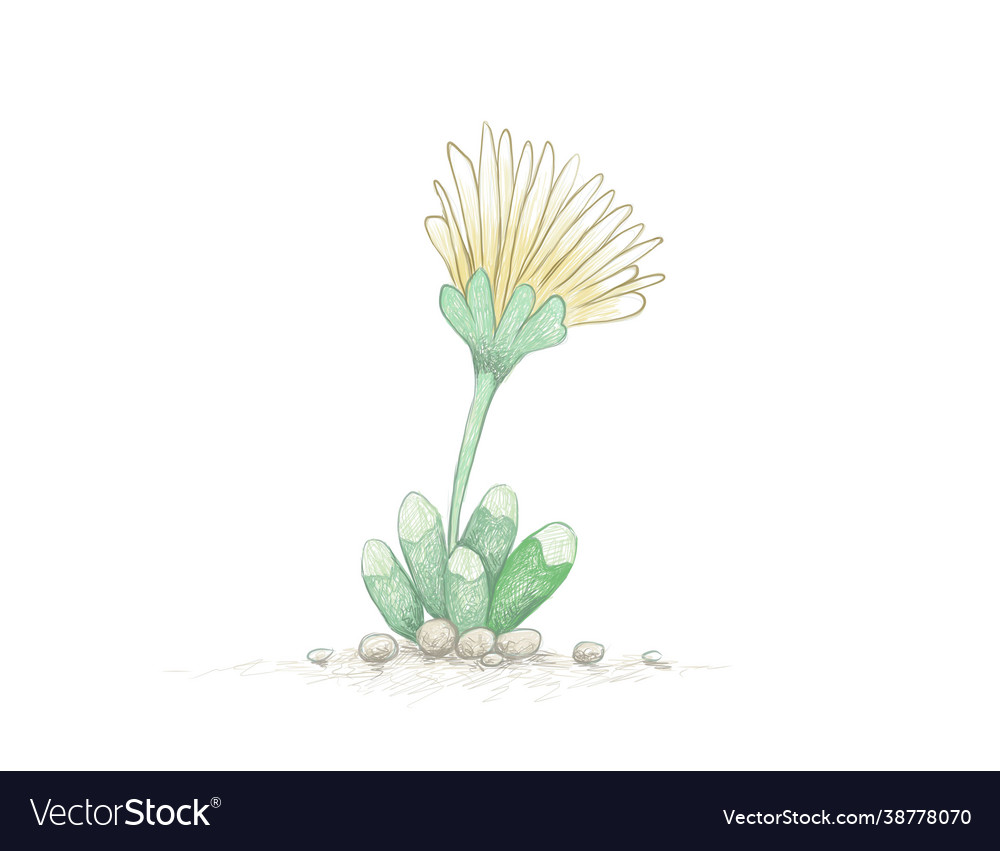 Hand drawn sketch fenestraria rhopalophylla