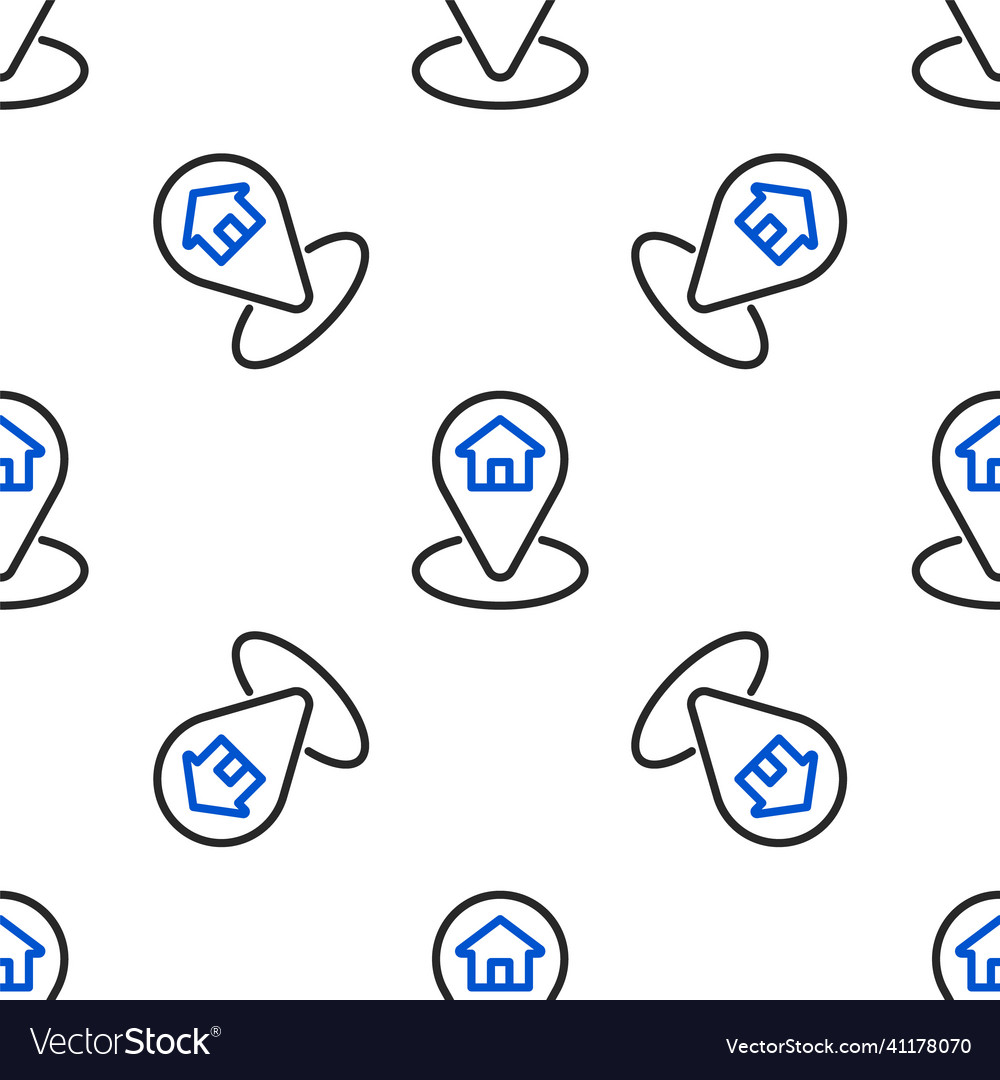 Line map pointer with house icon isolated seamless vector image Line map pointer with house icon isolated seamless