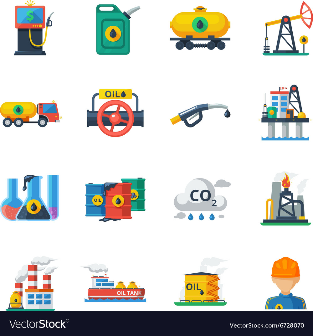 Oil industry icons set Royalty Free Vector Image