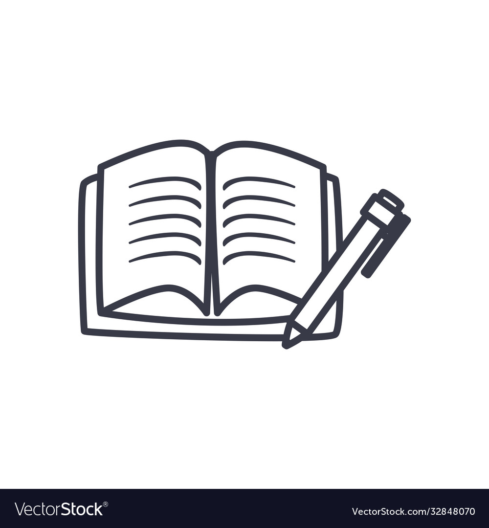 Pen with notebook line style icon design