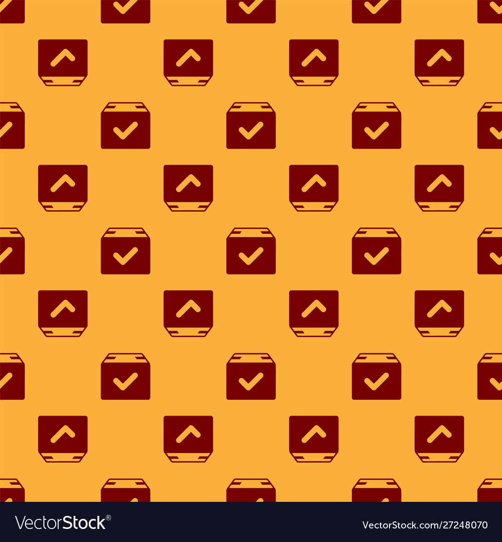 Red package box with check mark icon isolated