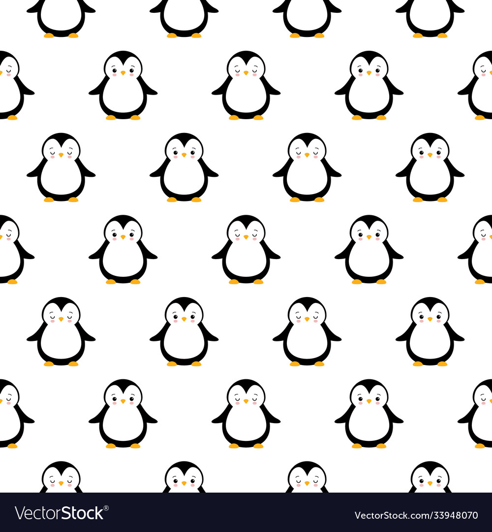 Seamless background with cute cartoon penguins