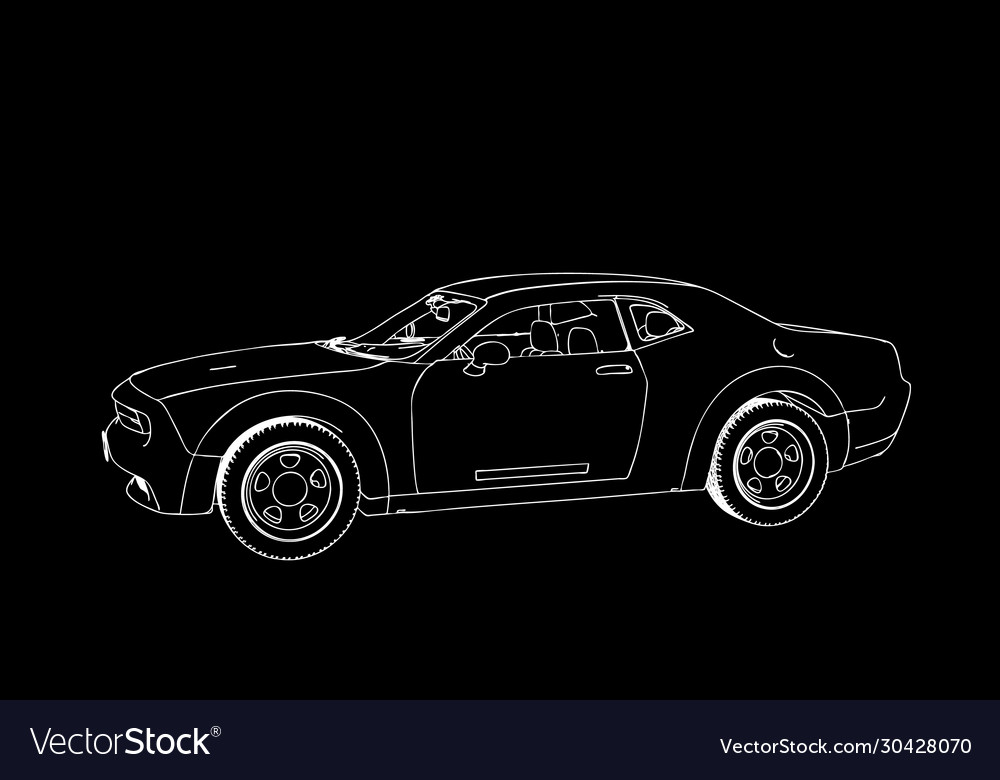 Sedan car 3d outline Royalty Free Vector Image